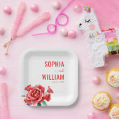 Elegante rote Flora Pappteller (Party)