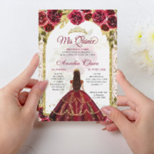 Elegante Rote Flora Prinzessin Gold Arch Quinceane