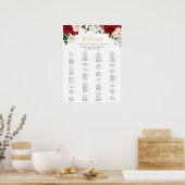Elegante Rote Flora Quinceñera Seating Chart Poster (Küche)