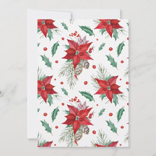 Elegante Rote Flora Weihnachtsfarbe Einladung (Rückseite)