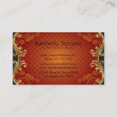 Elegante rote Floral Damaskus mit Goldrahmen Visitenkarte (Rückseite)