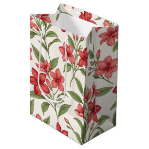 Elegante rote florale botanische Blüten Mittlere Geschenktüte