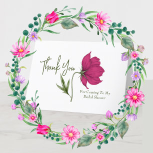 Elegante rote florale Cosmos Brautparty Dankeskarte