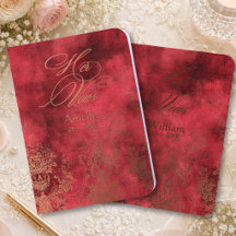 Elegante rote florale Damast-Hochzeitsgelübde