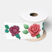 Elegante rote florale Rose  Satinband (Spule)