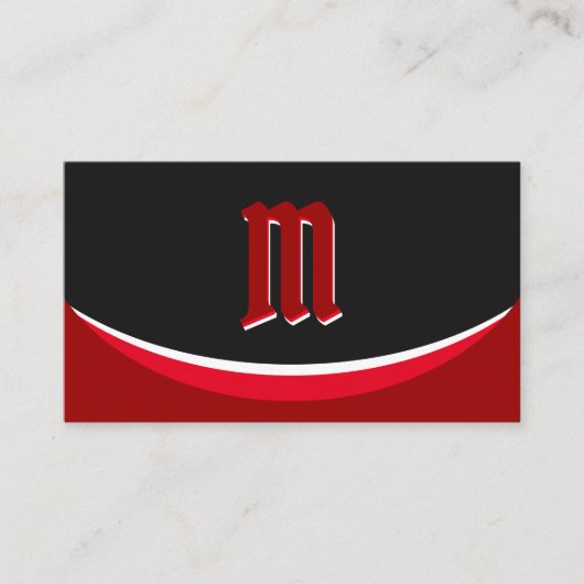 Elegante rote Formen auf schwarzem Monogramm-3D-Ef Visitenkarte (Vorderseite)