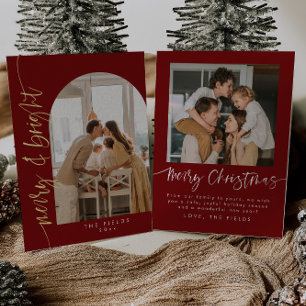 Elegante rote Foto-Familien-Weihnachtskarte mit Bo Folien Feiertagskarte