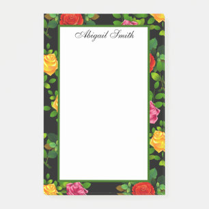 Elegante rote gelbe rosa und violette Rosenblume Post-it Klebezettel