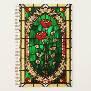 Elegante rote Glasblumen Planer