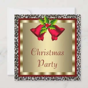 Elegante rote Glocken rote Leopard-Christmas-Party Einladung