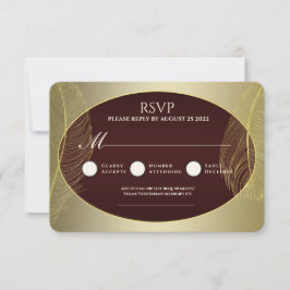 Elegante rote Gold-Oval-Feder-RSVP-Karte RSVP Karte