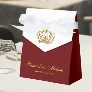 Elegante rote Gold verzierte Kronen Hochzeit Geschenkschachtel