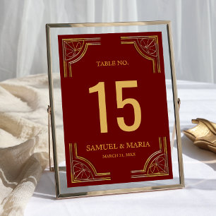 Elegante rote Gold verzierte Kronen Hochzeit Tischnummer