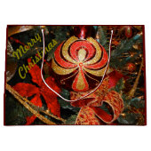 Elegante Rote Gold Weihnachtsschmuck Große Geschenktüte (Vorderseite)