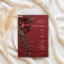Elegante rote goldene Blumenhochzeit