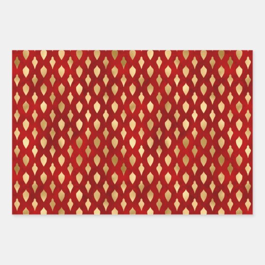 Elegante rote Goldfolie Weihnachtsschmuck festlich Geschenkpapier Set (Vorderseite 2)