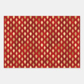 Elegante rote Goldfolie Weihnachtsschmuck festlich Geschenkpapier Set (Vorderseite)