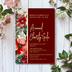 Elegante rote grüne Blumen Wohltätigkeitsgala-Part Folieneinladung
