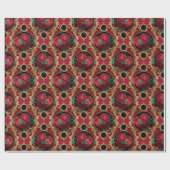 Elegante Rote Grüne Rose Urlaub Geschenkpapier (Flach)