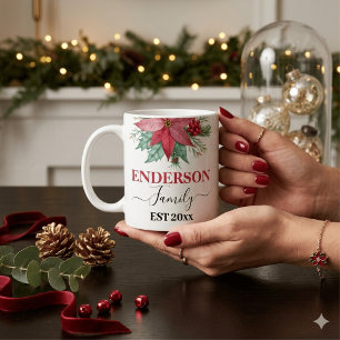 Elegante rote Grünpflanzen-Feiertags-Kaffeetasse Kaffeetasse