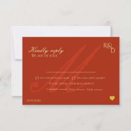 Elegante rote Herbstblätter Herbsthochzeit  RSVP Karte