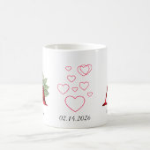 Elegante rote Herz-Blumen-Initial-Tasse A Kaffeetasse (Mittel)