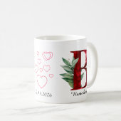 Elegante rote Herz-Blumen-Initiale B-Kaffeetasse Kaffeetasse (VorderseiteRechts)