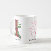Elegante rote Herz-Blumen-Initiale-H-Tasse Kaffeetasse (Vorderseite Links)