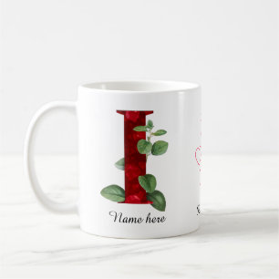 Elegante rote Herz-Blumen-Initiale-H-Tasse Kaffeetasse