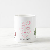 Elegante rote Herz-Blumen-Initiale L-Tasse Kaffeetasse (Mittel)