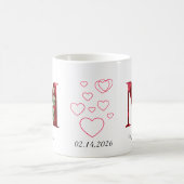 Elegante rote Herz-Blumen-Initiale M-Tasse Kaffeetasse (Mittel)