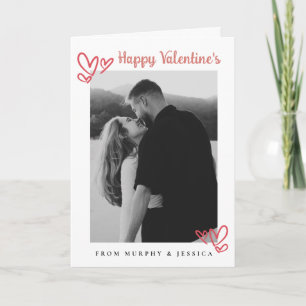 Elegante rote Herzen Frohen Valentinstag 1 Foto Feiertagskarte
