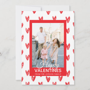 Elegante rote Herzen Frohen Valentinstag 1 Foto Feiertagskarte
