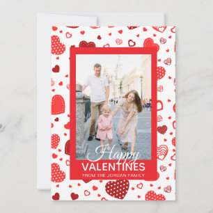 Elegante rote Herzen Frohen Valentinstag 1 Foto Feiertagskarte