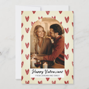 Elegante rote Herzen Frohen Valentinstag 1 Foto Feiertagskarte