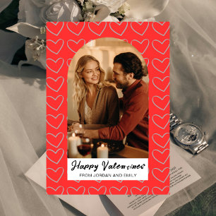 Elegante rote Herzen Frohen Valentinstag 1 Foto Feiertagskarte