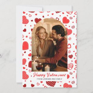 Elegante rote Herzen Frohen Valentinstag 1 Foto Feiertagskarte