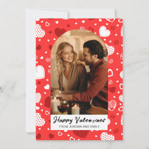 Elegante rote Herzen Frohen Valentinstag 1 Foto Feiertagskarte