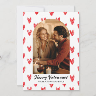 Elegante rote Herzen Frohen Valentinstag 1 Foto Feiertagskarte