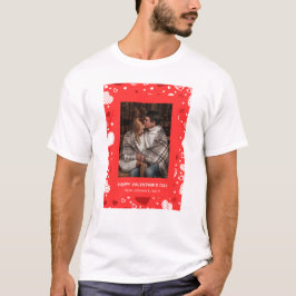 Elegante rote Herzen Frohen Valentinstag 1 Foto T-Shirt