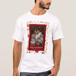 Elegante rote Herzen Frohen Valentinstag 1 Foto T-Shirt