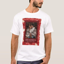 Elegante rote Herzen Frohen Valentinstag 1 Foto T-Shirt