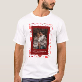 Elegante rote Herzen Frohen Valentinstag 1 Foto T-Shirt