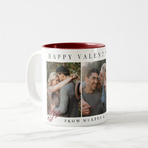 Elegante rote Herzen Frohen Valentinstag 3 Foto Zweifarbige Tasse