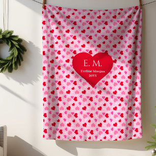 Elegante rote Herzen Liebesgeschenk personalisiert Sherpadecke