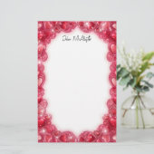 Elegante rote Herzgrenze mit funkelnden Akzenten Briefpapier (Stehend Vorderseite)