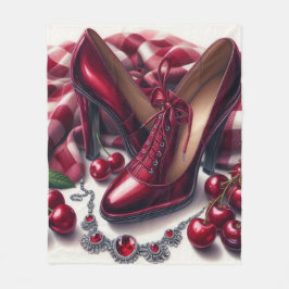 Elegante rote High Heels mit Cherry Fleecedecke