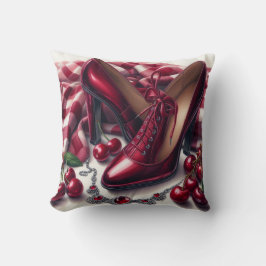 Elegante rote High Heels mit Cherry Kissen