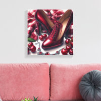 Elegante rote High Heels mit Cherry