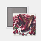 Elegante rote High Heels mit Cherry Magnet (Vorderseite/Rückseite)